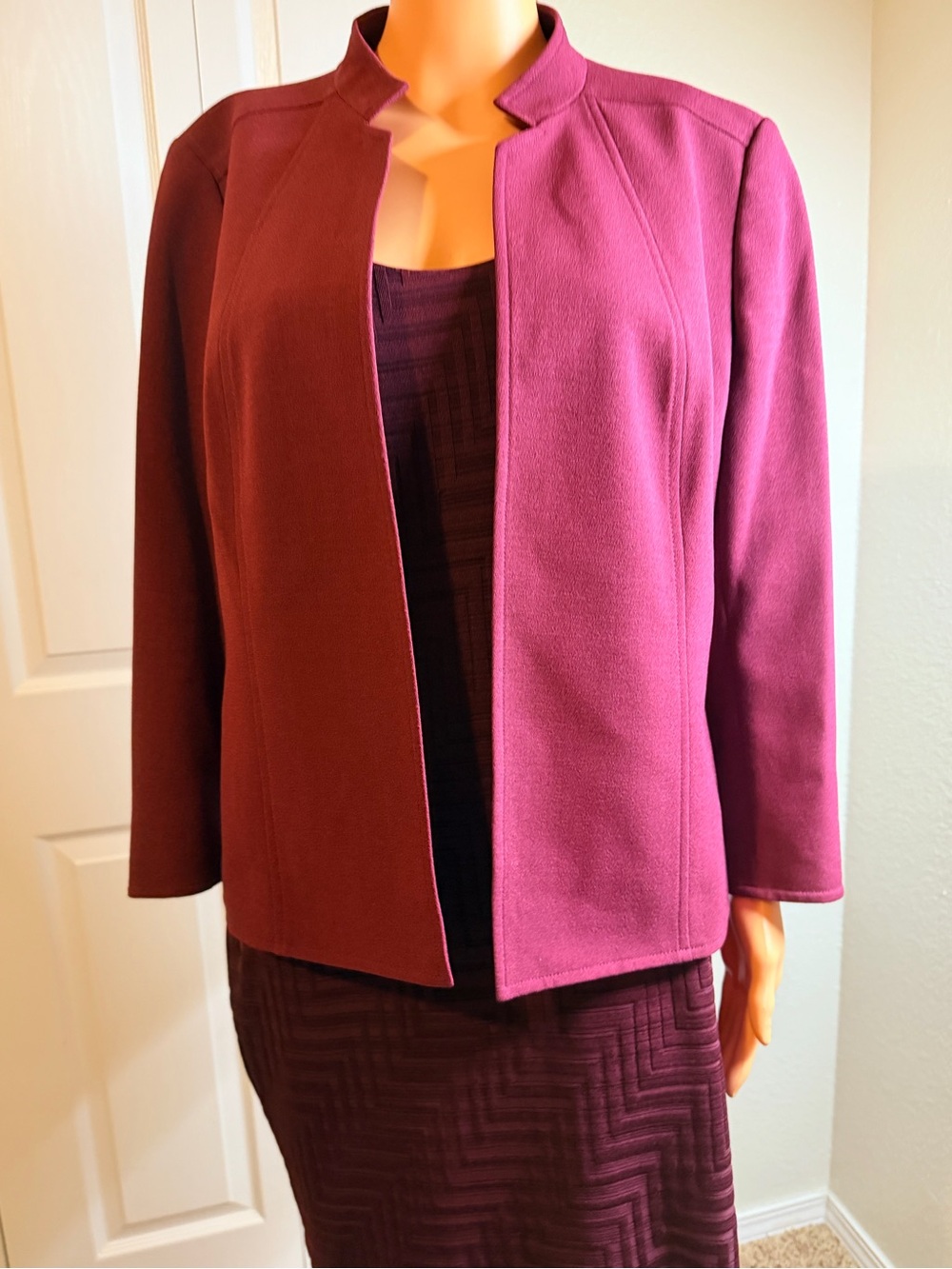 Anne Klein Plum Open-Front Blazer Jacket